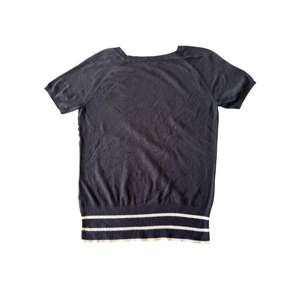 Worthington Black & White Diamond Pattern Short Sleeve Sweater Top Size M - Picture 2 of 5